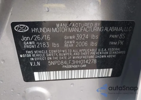 2017 Hyundai Elantra Se из США, поврежденный, VIN 5NPD84LF3HH014278